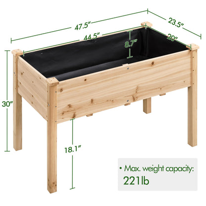 Yaheetech 1pc Raised Garden Bed 48x24x30in Elevated Wooden Horticulture Planter Box with Legs Standing Growing Bed for Gardening/Backyard/Patio/Balcony