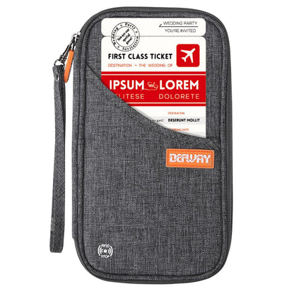 defway Passport Holder Travel Wallet - Family Passport Holder of 4, RFID Blocking Passport Wallet for Men Women, Travel Essentials for Flying, GREY