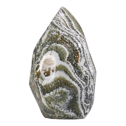rockcloud Natural Ocean Jasper Crystal Flame Shaped Tower Stone, Irregular Healing Crystal Tower Obelisk for Home Decoration, 0.22-0.44 lb