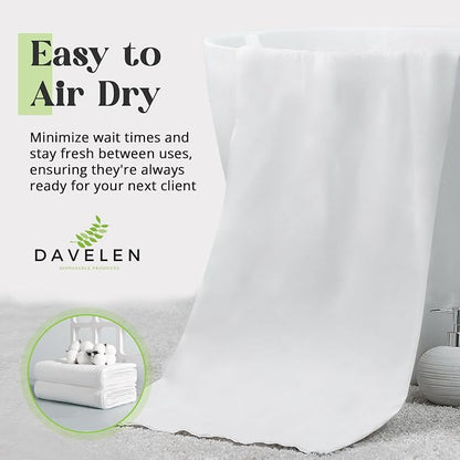 DAVELEN Disposable Large Luxury Towels (50-Count) Spa and Salon Quality Softness for Guests, Clients | Hair, Face, Body Use | Luxurious Comfort, Ecofriendly (050, 32x16 inches)