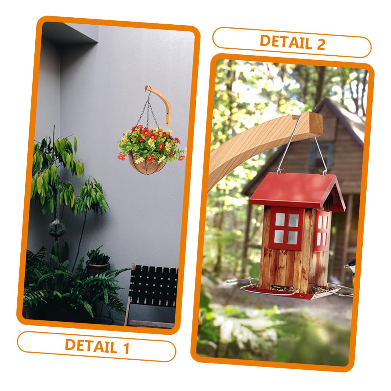 balacoo 2Pcs Wooden Plant Hangers Stylish Wall Hooks for Indoor Plants Durable Wood Flowerpot Holders for for Lanterns Bird Feeders and More