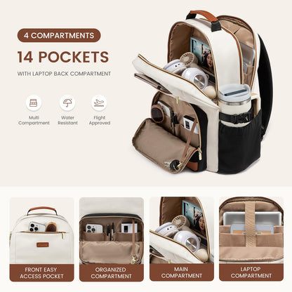 LOVEVOOK Laptop Backpack for Women with Pouch Pocket for Large Capacity Cup,15.6 Inch Laptop Computer Bag Travel Backpack Purse,Waterproof Work Business Backpack College Teacher Bags,Leopard print