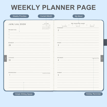And Per Se Academic Planner 2026-2027 – Weekly & Monthly Planner, July 2026 to June 2027, A5 Leather Hardcover with Inner Pocket – Student & Teacher Organizer, 5.7" x 8"(Dark Blue)