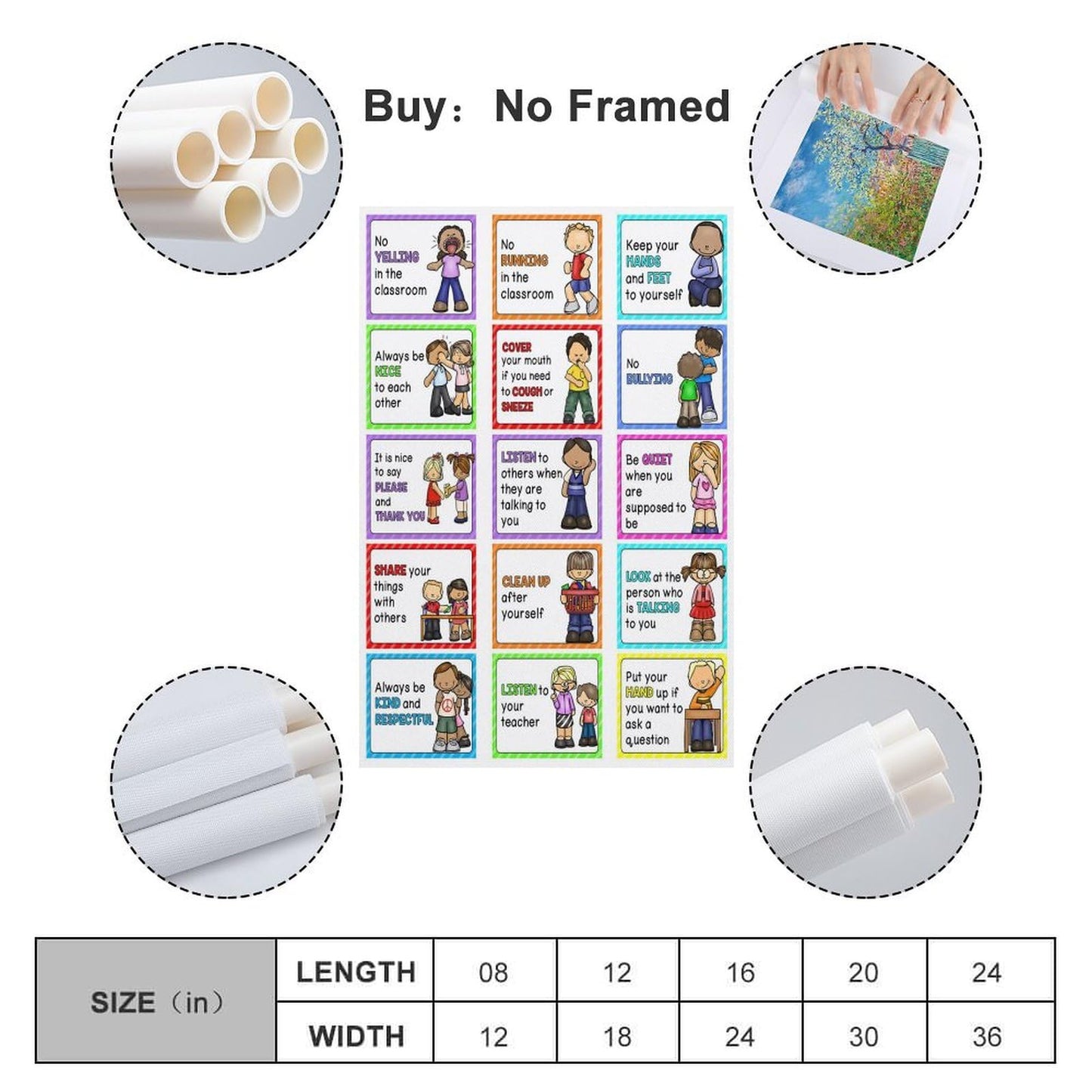 Classroom Rules Educational Posters for Preschool, Home, Middle And High School Classroom Poster Poster for Room Aesthetic Posters & Prints on Canvas Wall Art Poster for Room 16x24inch(40x60cm)