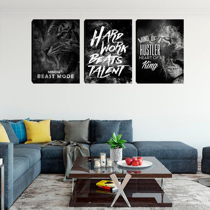 Motivational Black Poster Wall Art Entrepreneur Hustle Hard Work Quotes Poster Prints Inspirational Office Art Wall Poster Picture Artwork for Workplace Office Bedroom (36" Wx 16" H)