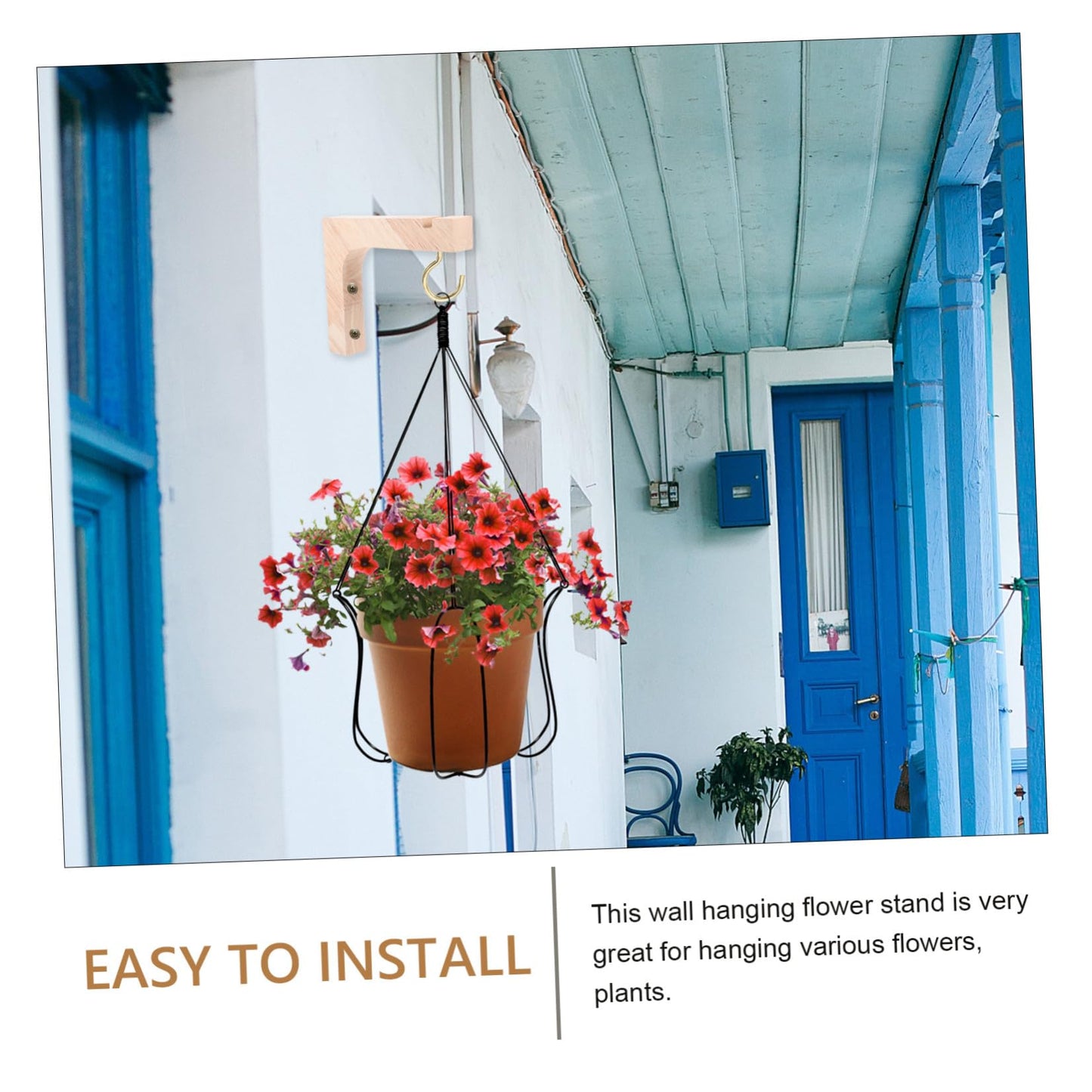 VOSAREA 2pcs Wooden Plant Hooks Heavy-Duty Wall Mount Plant Hangers for Indoor and Outdoor Hanging Planters Ceiling and Wall Bracket Supports