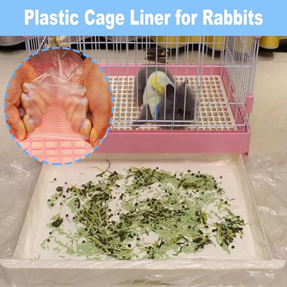 50 Pcs Disposable Rabbit Cage Liner, 35'' X 27'' Large Bunny Cage Tray Liners Clear Plastic Guinea Pig Toilet Film for Bunnies Ferrets Chinchillas Birds Small Animal - Leak Proof & No Mess