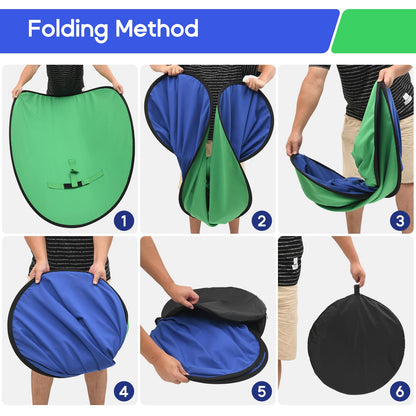 Portable Blue Green Screen Chair, 57 in Greenscreen Backdrop with Stand 2-in-1Double Sided Foldable Green Background, for Video Chats and Meetings, Photography, Photo Zoom, Streaming Games