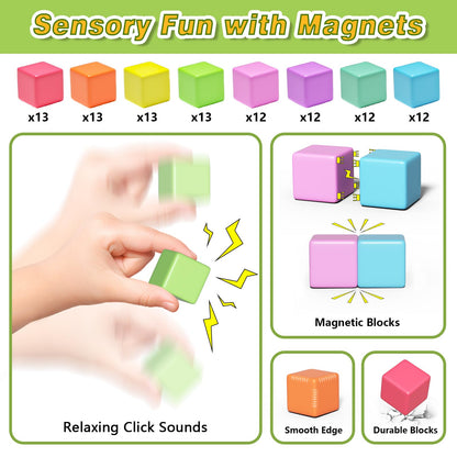 Apluses Magnetic Blocks for Toddlers Toys, Magnetic Building Cubes Toy for Sensory STEM Autism Education Preschool, Magnet Toys for 3 4 5 6 Year Old, Birthday Gifts Games for Boys Girls