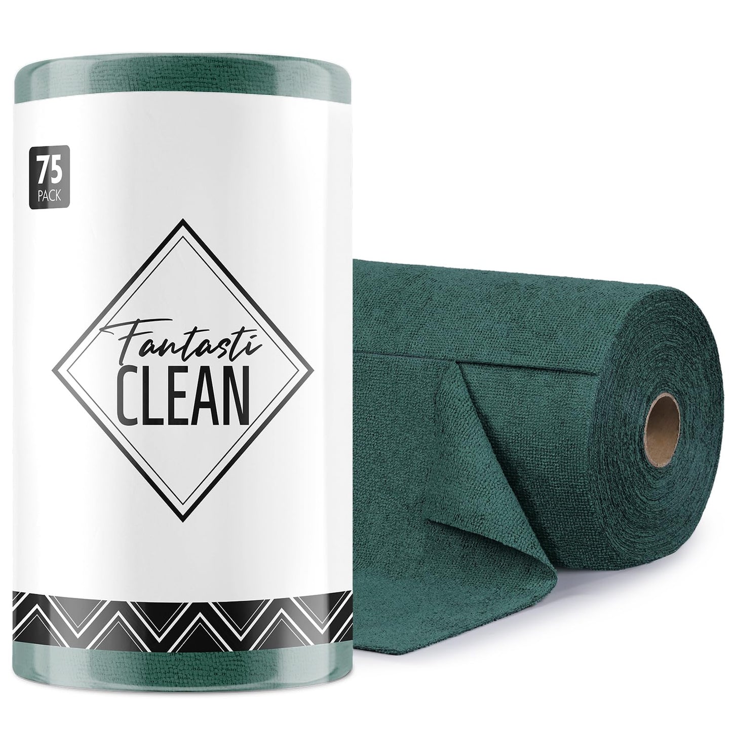 Fantasticlean Microfiber Cleaning Cloth Roll -150 Pack, Tear Away Microfiber Towels, 12" x 12", Reusable, Washable, Ultra Absorbent Dishcloth for Home Supplies, Car, Pet, Kitchen (2 Rolls of Grey)