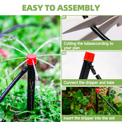 Riboud 60 Pack Drip Irrigation Emitters Sprays for 1/4 Drip Irrigation Tubing, Irrigation System for Garden (30 Pcs Emitters Vortex + 30 Pcs Emitters Stream)