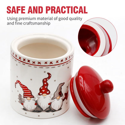 Hoypeyfiy Christmas Cookie Jars Ceramic Christmas Candy Jar with Lid, Food Canister Candy Storage For Holiday Christmas Decoration Kitchen Countertop Christmas Party Favor