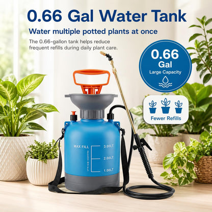3L Blue Hanging Plant Waterer with Telescopic Wand, Long-Reach Watering Can Sprayer for Hard-to-Reach High Baskets & Wall Planters, Indoor/Outdoor Garden Tool