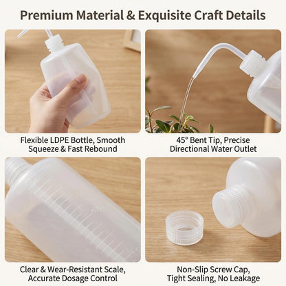 2-Pack 1000ml/34oz Clear Plastic Squeeze Tattoo Bottle with Scaled Narrow Mouth, Lab Squeeze Wash Bottle,Watering Tool for Gardening & Lab Succulent Watering