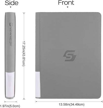 Snekdy premium 1024-pocket trading card binder, 16-pocket cards album, waterproof PU-leather Cover album with side loading, holds gaming, baseball, basketball & sports cards (light grey)