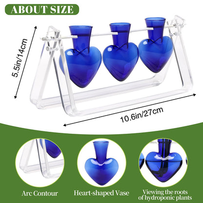 CYZglass Clear Plant Terrarium Propagation Stations with Acrylic Stand Birthday Gifts for Women Office Home Decor
