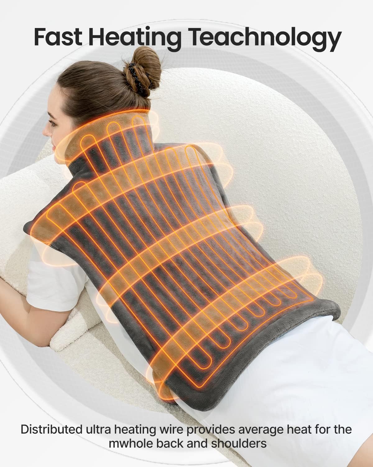 RENPHO Electric Heating Pad for Back Pain Relief, Birthday Gifts for Women Men Mom Dad, FSA HSA Eligible, Large Heat Pad for Neck and Shoulders, Fast Heating, 24"x33", ETL Certified, Gray