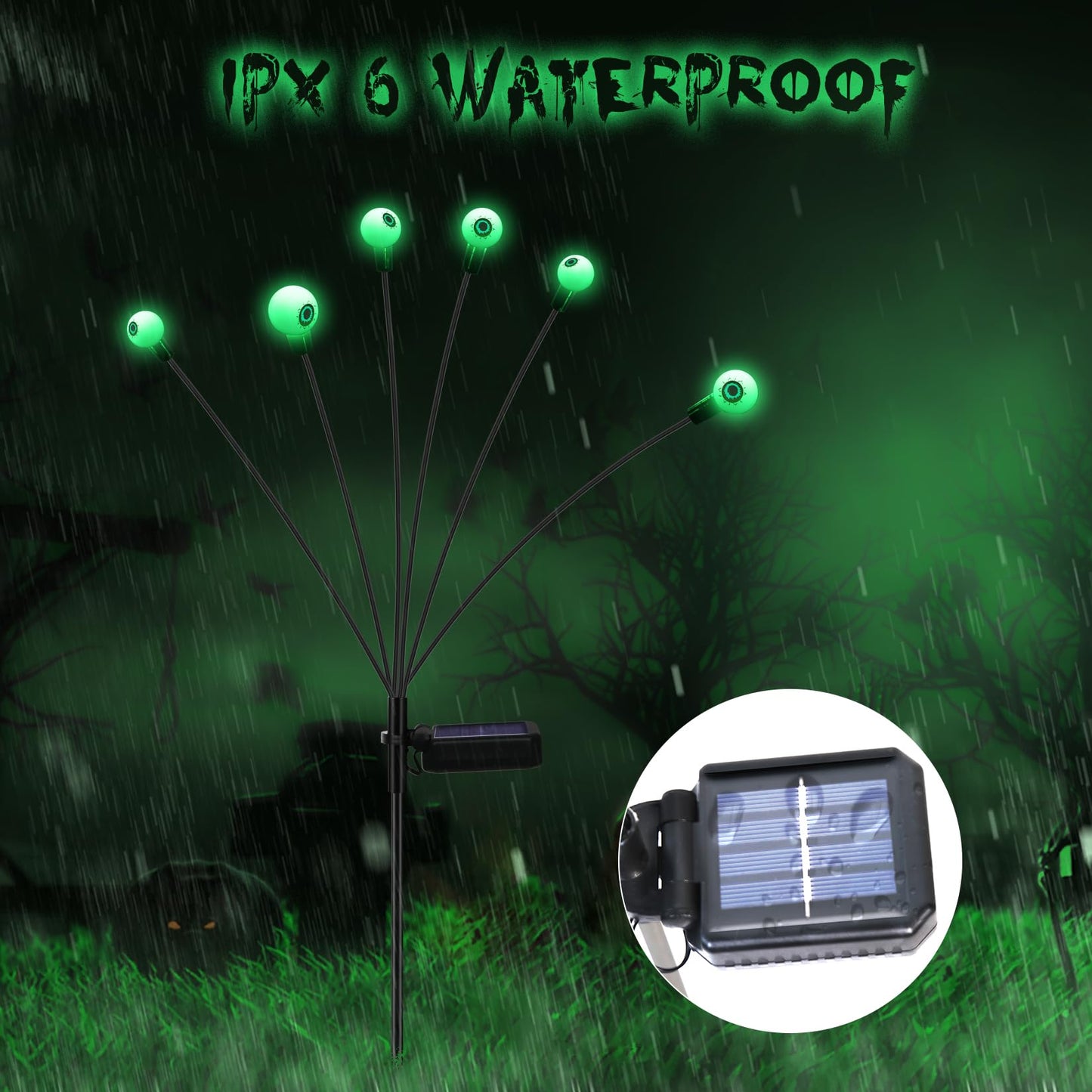 Halloween Decorations Outdoor Eyeball Lights, 2 Packs 12 LEDs Solar Halloween Pathway Lights Swaying by Wind, Waterproof Solar Halloween Stake Lights for Garden Yard Porch Patio Pathway