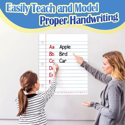 Aizweb Giant Magnetic Lined Notebook Paper,2 Dry Erase Sheets,Total Area 17" x 21.5",Handwriting Practice for Classroom Whiteboard,Chart Paper Teacher Must Have Homeschool Teaching Supplies