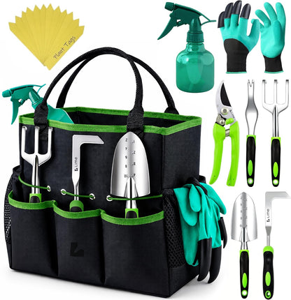 Heavy Duty Gardening Tools - Gardening Gifts for Women, Men, Mom, Dad - Durable, Ergonomic Garden Tools Set (Green)