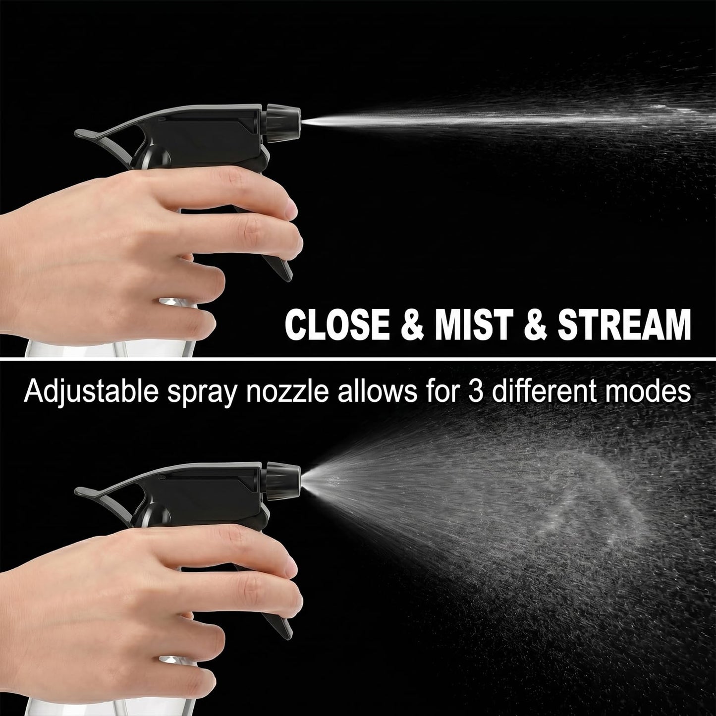 Bekith 12 Pack 8 Oz Empty Plastic Spray Bottle with Black Trigger Sprayers - Adjustable Head Sprayer from Fine to Stream - Refillable Sprayer for Water, Kitchen, Bath, Beauty, Hair, and Cleaning