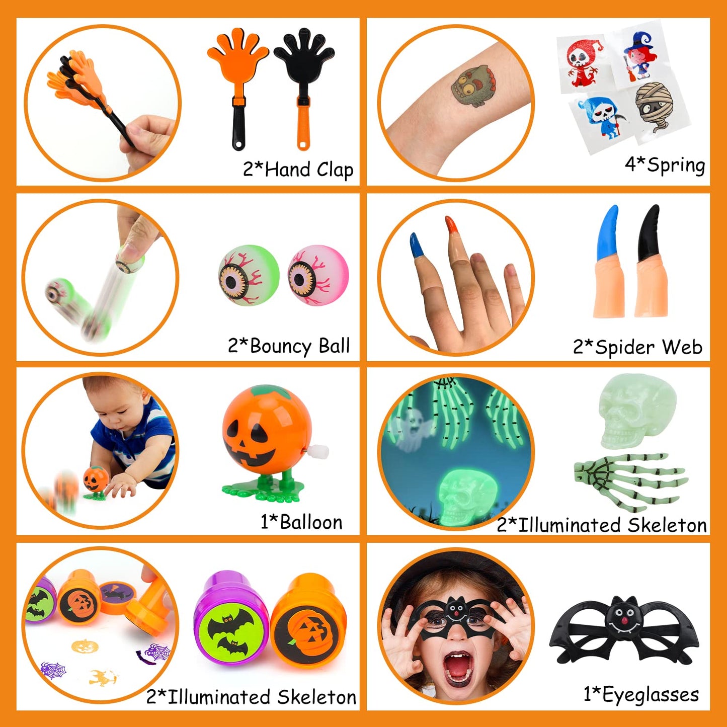 TOY Life Halloween Party Favors for Kids Halloween Toys in Bulk Halloween Prizes for Kids Halloween Pumpkin Buckets Goodie Bags Stuffers Fillers Non Candy Treat for Kid