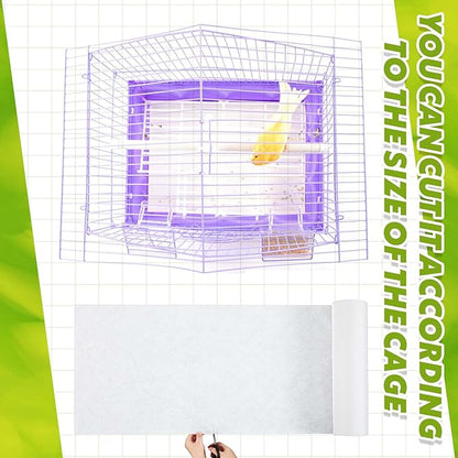 Drydiet 100 ft x 11 Inch Bird Cage Liner Disposable Cages Cushion Pad Mat Precut Absorbent Bird Cage Paper Large Parakeet Cage Liners Accessories for Pet Animal Bird Parrot (White)