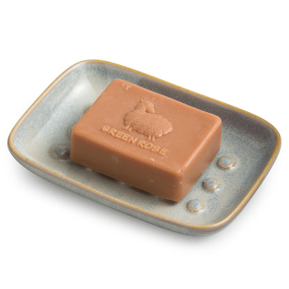 Soap Dish for Shower, Ceramic Soap Dish for Large Soap Bars, Non-Slip Soap Holder & Saver Tray with Floating Point Design for Bathroom, Shower, Kitchen Sink, Save Soap Loss