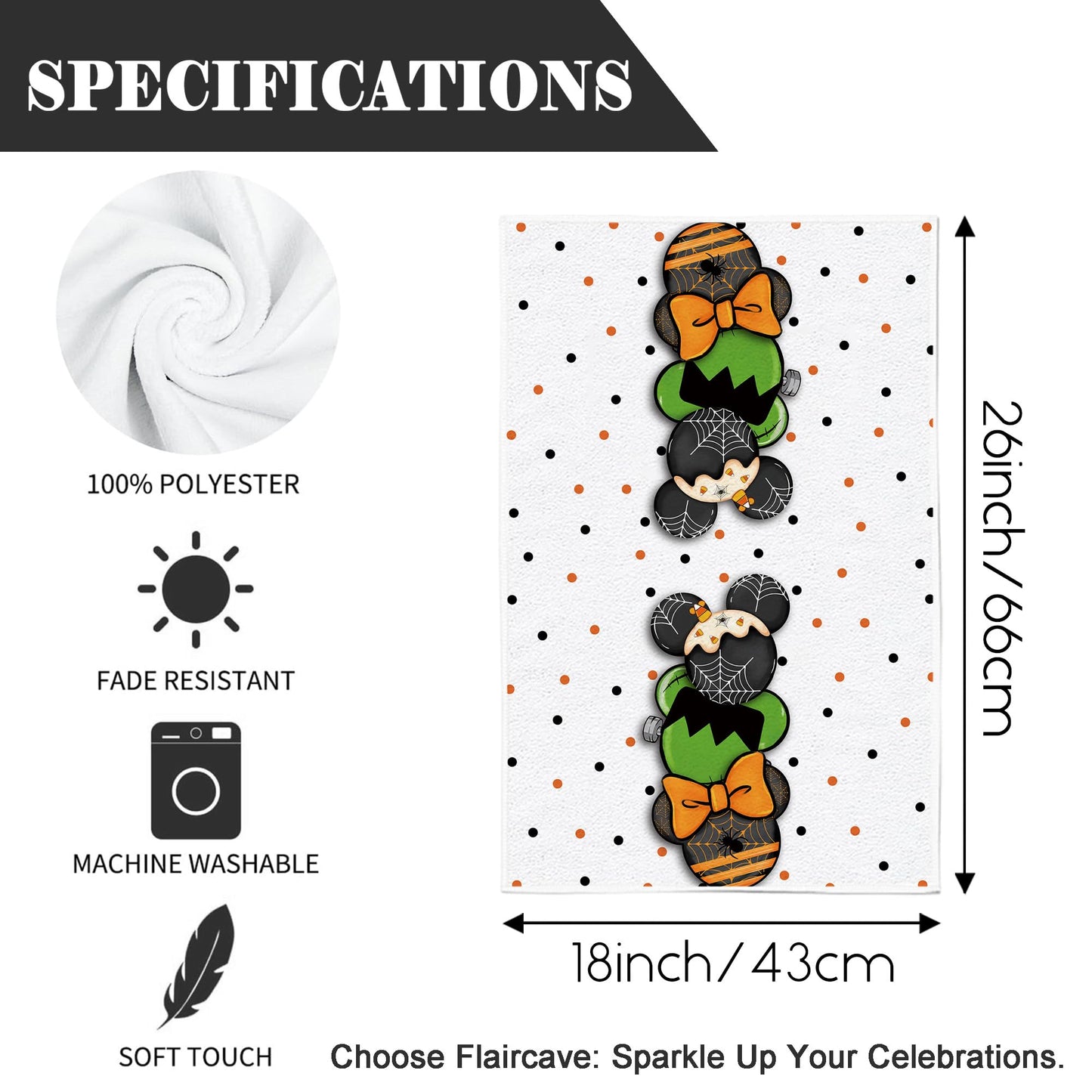 Flaircave Funny Halloween Kitchen Towels Decorative Set Cartoon Mouse Dish Towels Spooky Spider Web Party Decor Halloween Decorations for Home Party Door