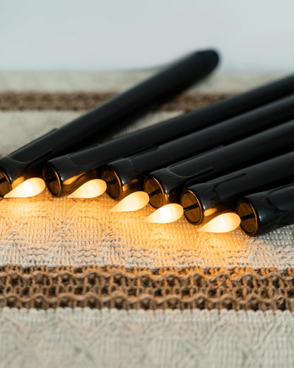 Homemory Black Flameless Taper Candles Flickering, NO Remote, 9.6 Inches Battery Operated, 6 Pcs Realistic Electric LED Candlesticks Made of Plastic for Halloween Party Home Decor