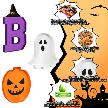 Mifoci 13.7 Inch Large Thanksgiving Boo Charcuterie Board Fillable Letter Charcuterie Halloween Pumpkin Ghost Paper Serving Trays and Platters Chocolate Candy Gift Box for Thanksgiving Party Supplies
