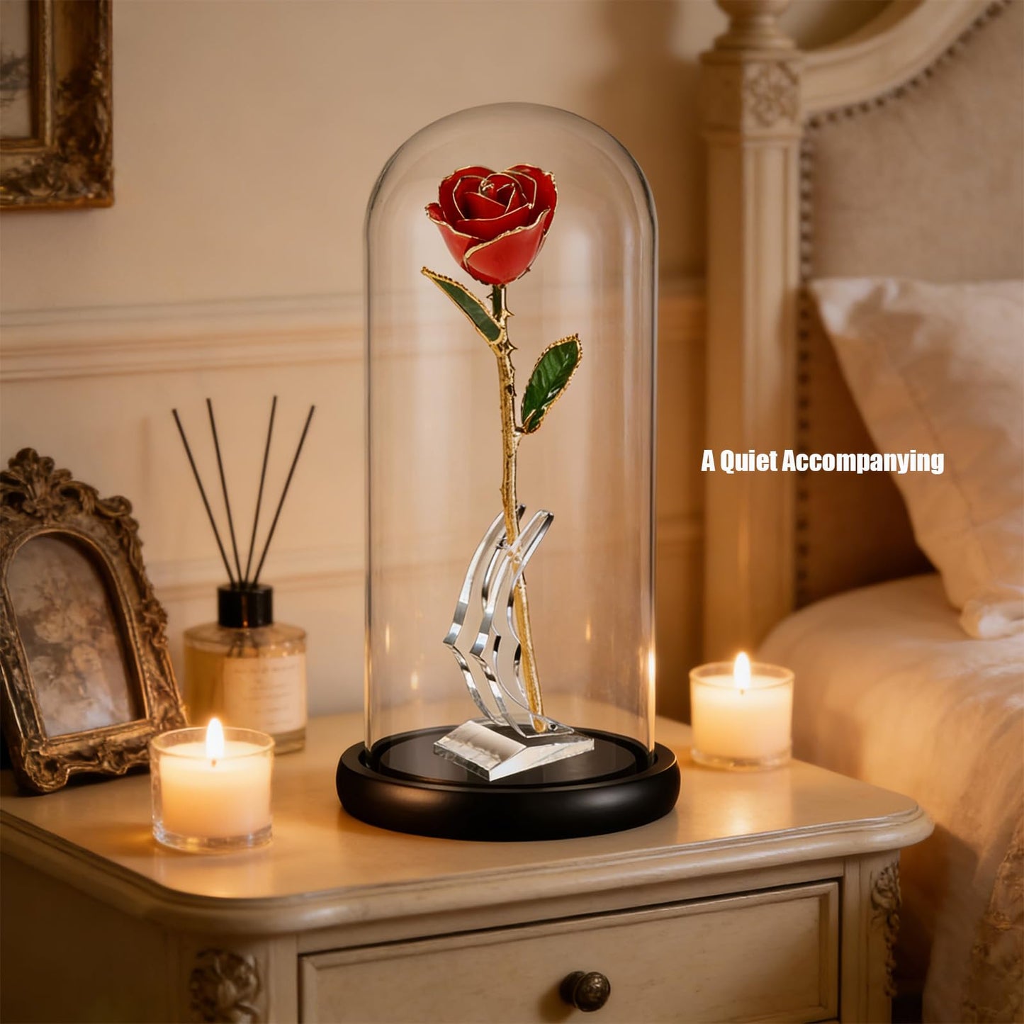 WaterFense 13" Glass Cloche Dome with Black Wood Base, Display Cover for Rose Antique Collectibles Terrarium Cupcakes, Decorative Showcase Bell Jar. Black