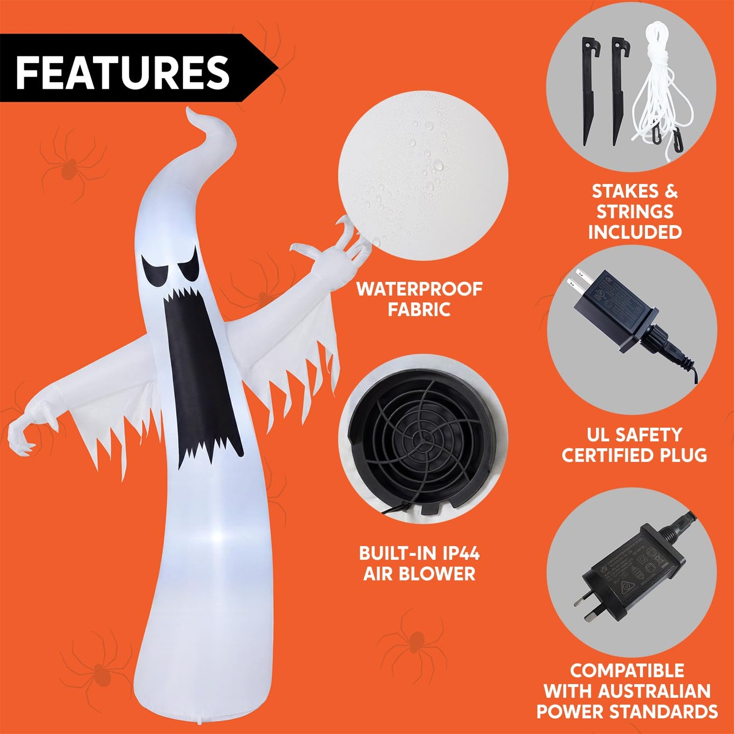 Joiedomi 12 FT Halloween Inflatables Outdoor Decorations, Scary Ghost Halloween Decor, Inflatable Ghost Blow Ups for Yard with LEDs for Outside Yard Decorations