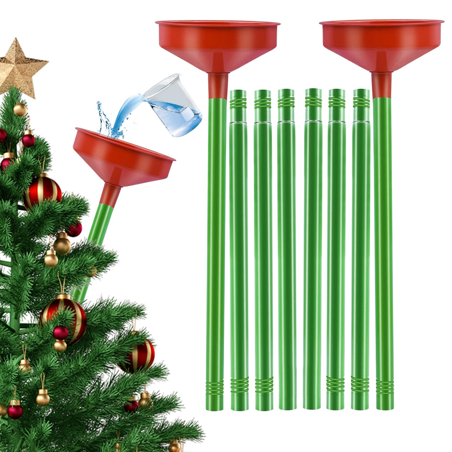 2pack 47inch Christmas Tree Watering Funnel Christmas Tree Watering System with Large Stainless Steel Tubes Xmas Tree Watering Device Easy Assembly Plant Watering Tool for Indoor Outdoor Xmas Tree
