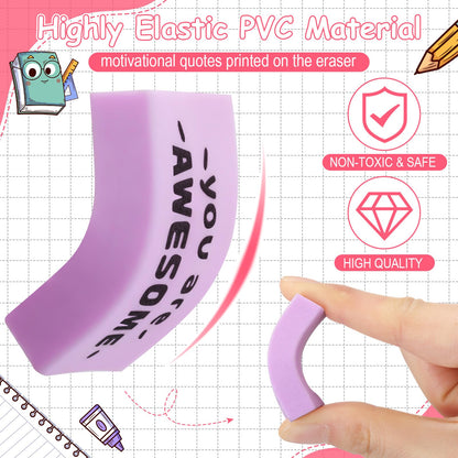Resurhang 180 Pcs Erasers Bulk for Kids Inspirational Pencil Erasers Bulk for Drawing Motivational Big Eraser School Supplies for Classrooms Back to School Office (Motivational,Macaron)