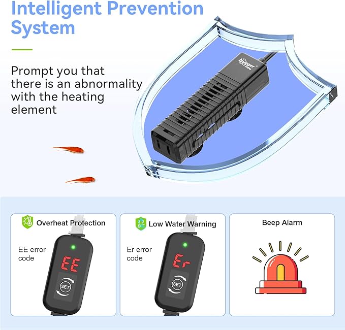 hygger Nano Aquarium Submersible Heater for 15-20 Gallon Fish Tank Betta Heater with Digital Display, Adjustable Temperature Controller 100Watt