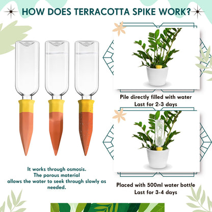 Ziliny Plant Watering Devices Include Terracotta Watering Spikes 17 oz Plastic Automatic Plant Waterer Clear Wine Bottle for Indoor Outdoor Garden(8 Pcs)