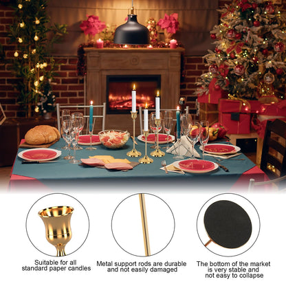 6pcs Gold Candle Holders, Candlestick Holders Taper Candle Holders for Pillar Candles Sticks Holder Decor Halloween Christmas Decorations Candle Candelabros para Centros de Mesa
