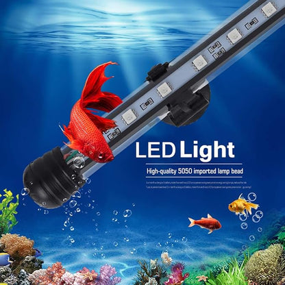 MQ 12 in Submersible LED Aquarium Light, 2W Color Changing Fish Tank Light with Remote Control, IP68 Crystal Glass 12 LEDs Lights Bar, for Fish Tank 15-20 inch