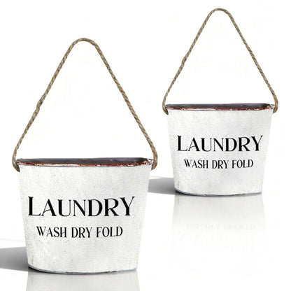 Lukpanda Laundry Room Decor - 2 Pcs Rustic Farmhouse Wall-Mounted Planters, Decorative Flower Pots for Laundry Room Walls, 6.2x5.5x4.3 Inches | Greenery Not Included