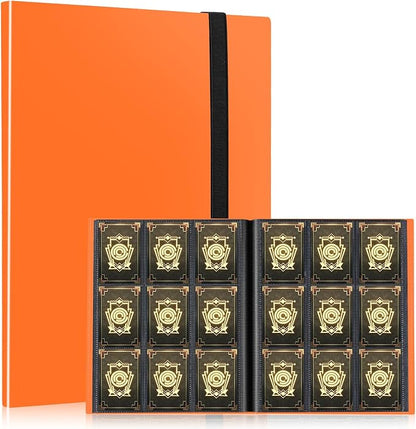 Card Binder, EDUDIIU 9 Pockets Premium Trading Card Binders, Cards Collection Binder Album, Side Loading Yugioh Holder Book for Sport, Football, Baseball Collector - Orange