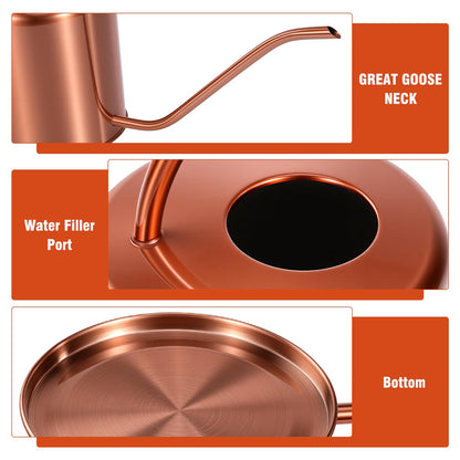 Plant Watering Can, 50 oz / 1500 ml Stainless Steel Metal - Modern Decorative with Long Spout for Indoor Potted Plants, Bonsai, Garden Flowers, Copper