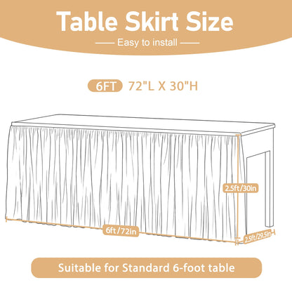 Besutolife 6FT Tulle Table Skirt for Rectangle Tables White 3-Layer Tutu Desk Skirts Ruffled Shimmer Table Skirting for Birthday Wedding Parties Gender Reveal Baby Shower Cake Dessert Table Decor