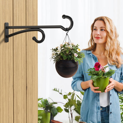 pickpiff 14-Inch Plant Hooks for Hanging Baskets: Plant Hangers Outdoor Indoor, Planters Wall Brackets for Hanging Plants, Bird Feeders, Wind Chimes, Bird Houses, Flower, Metal, Black