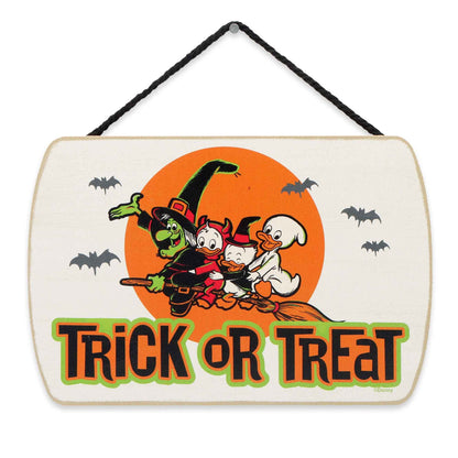 Disney Trick or Treat Halloween Hanging Wood Wall Decor - Spooky Halloween Sign Featuring Huey, Dewey and Louie