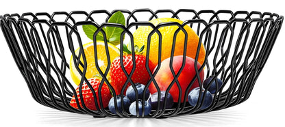 LULARINE Fruit Bowl,Metal Baskets For Home,Metal Wire Fruit Bowl for Kitchen Counter, Countertop, Home Decor, Modern Creative Stylish Black Wire FruitBowl
