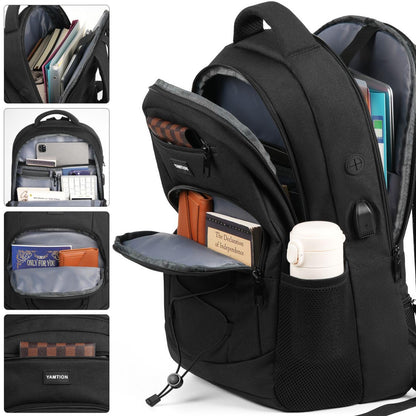 YAMTION School Backpack for Men and Women,College Bookbag Teens Laptop Backpack Schoolbag with USB Port for Students Work Business Office