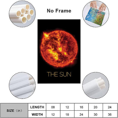 XIAOLOUTINYU Solar System Canvas Wall Art - The Sun star Space Poster for Kids Room Bedroom Classroom, STEM Educational Astronomy Decor, Science Gift for Boys Girls Teens, 16x24 Inch Unframed