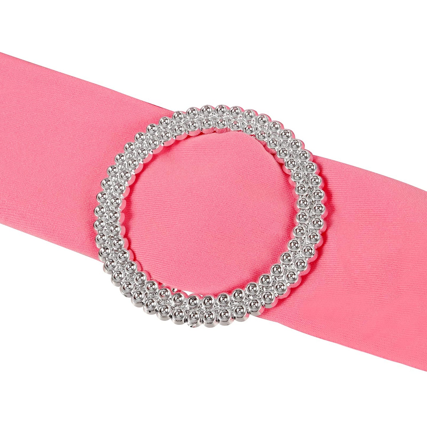 MUKLEI 200 PCS 2.36 Inches Acrylic Rhinestone Buckle, Silver Round Chair Sash Buckles, Chair Sash Ribbon Buckles Slider Elegant Band Ring, for Wedding, Party, Banquets, Craft