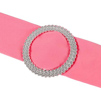 MUKLEI 200 PCS 2.36 Inches Acrylic Rhinestone Buckle, Silver Round Chair Sash Buckles, Chair Sash Ribbon Buckles Slider Elegant Band Ring, for Wedding, Party, Banquets, Craft